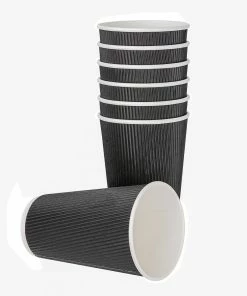 Best Pirce 🛒 Fiesta Recyclable Ripple Wall Takeaway Coffee Cups Black 455ml / 16oz 🔔 8 Best Pirce 🛒 Fiesta Recyclable Ripple Wall Takeaway Coffee Cups Black 455ml / 16oz 🔔 -Cleaning & Janitorial Supplies Shop 1381570