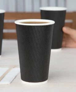 Best Pirce 🛒 Fiesta Recyclable Ripple Wall Takeaway Coffee Cups Black 455ml / 16oz 🔔 9 Best Pirce 🛒 Fiesta Recyclable Ripple Wall Takeaway Coffee Cups Black 455ml / 16oz 🔔 -Cleaning & Janitorial Supplies Shop 1381572