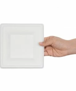 New 🎉 Fiesta Compostable Bagasse Square Plates (Pack Of 50) 🤩 -Cleaning & Janitorial Supplies Shop 1381681