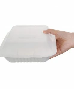 Deals 🎉 Fiesta Compostable Bagasse Hinged 3-Compartment Food Containers 201mm (Pack Of 200) 😍 -Cleaning & Janitorial Supplies Shop 1381689