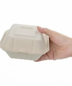 Cheap 🔥 Fiesta Compostable Bagasse Burger Boxes Natural Colour 152mm (Pack Of 500) 🥰 -Cleaning & Janitorial Supplies Shop 1381719