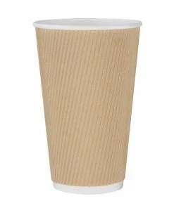 New 👍 Fiesta Recyclable Ripple Wall Takeaway Coffee Cups Kraft 455ml / 16oz 😍