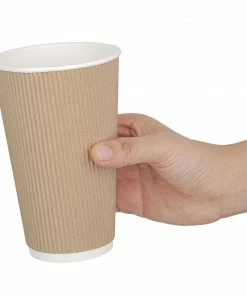 New 👍 Fiesta Recyclable Ripple Wall Takeaway Coffee Cups Kraft 455ml / 16oz 😍 -Cleaning & Janitorial Supplies Shop 1381741