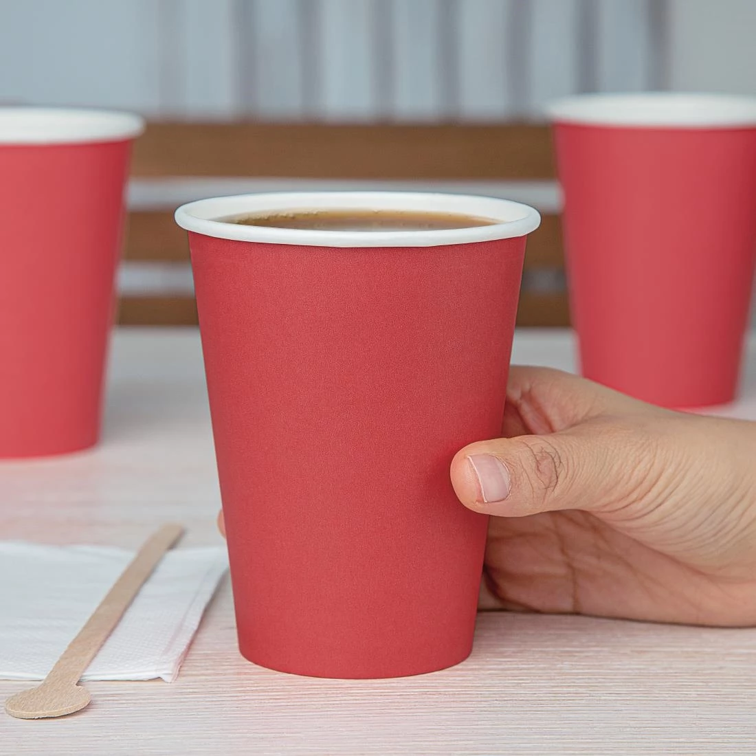 Promo ❤️ Fiesta Recyclable Single Wall Takeaway Coffee Cups Red 340ml / 12oz 🌟 4 Promo ❤️ Fiesta Recyclable Single Wall Takeaway Coffee Cups Red 340ml / 12oz 🌟 - Image 4
