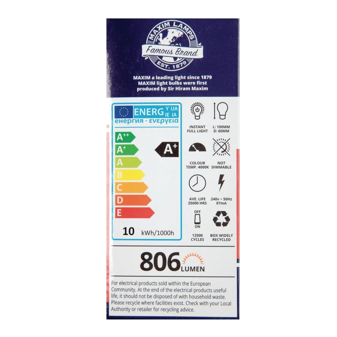 New ๐ Status Maxim LED GLS Edison Screw Cool White 10W (Pack Of 10) ๐ 3 New ๐ Status Maxim LED GLS Edison Screw Cool White 10W (Pack Of 10) ๐ - Image 3