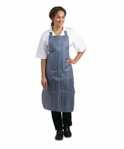 Promo 🎁 Whites Chefs Clothing Whites Waterproof Bib Apron Blue And White 🧨 -Cleaning & Janitorial Supplies Shop a580 09