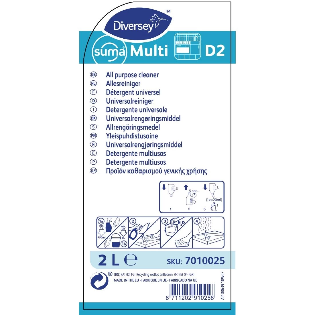 Flash Sale ✨ Diversey Suma Multi D2 All-Purpose Cleaner Concentrate 2Ltr 💯 2 Flash Sale ✨ Diversey Suma Multi D2 All-Purpose Cleaner Concentrate 2Ltr 💯 - Image 2
