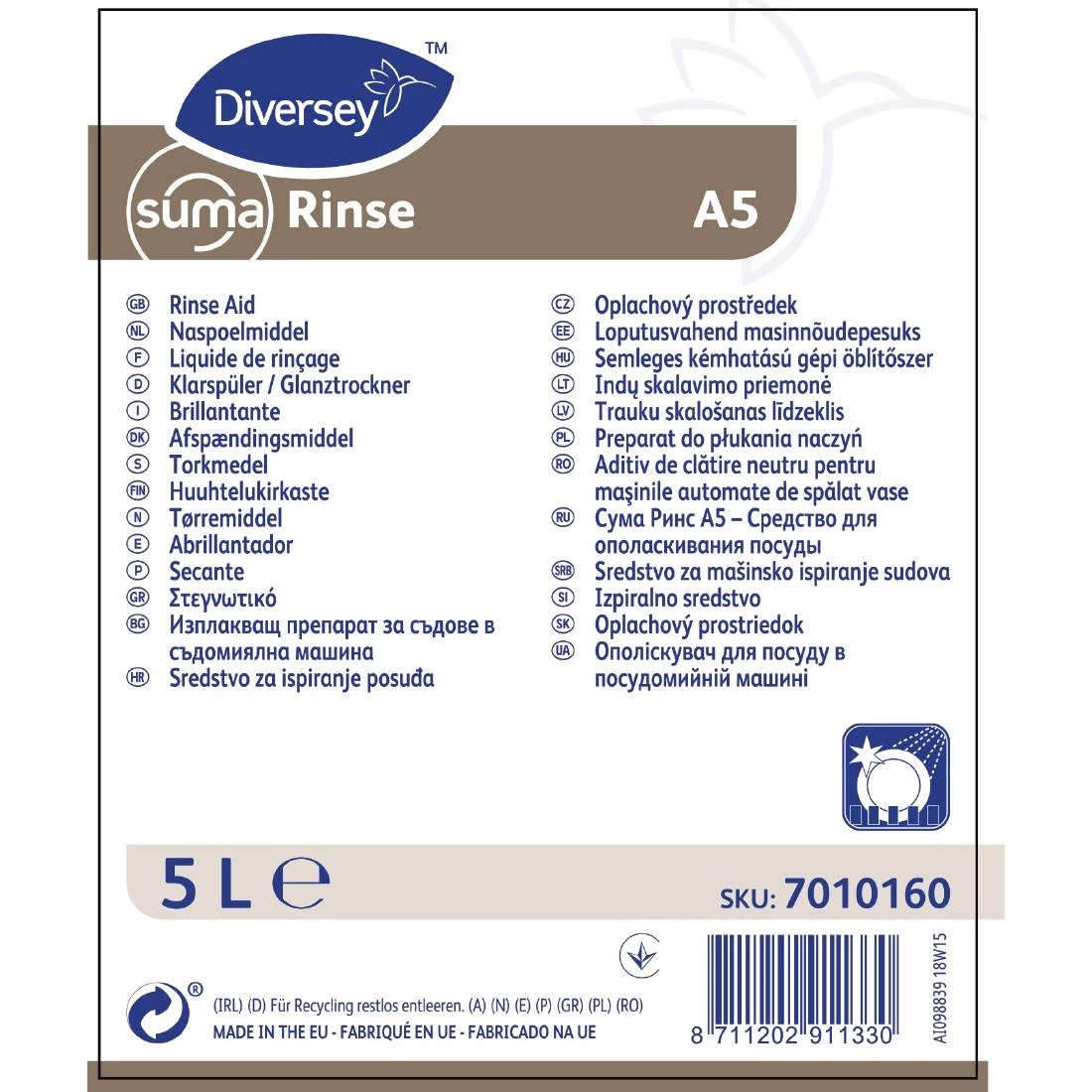 New 🌟 Diversey Suma A5 Warewasher Rinse Aid Concentrate 5Ltr (2 Pack) 🥰 2 New 🌟 Diversey Suma A5 Warewasher Rinse Aid Concentrate 5Ltr (2 Pack) 🥰 - Image 2