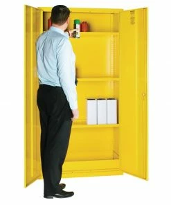 Best Pirce 🔥 Elite Lockers Hazardous Substance Cabinet Double Door Yellow 50Ltr 👏 -Cleaning & Janitorial Supplies Shop cd996 elite lockers open