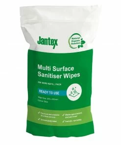 Brand new 🥰 Jantex Green RTU Surface Sanitiser Wipes Refill Pack 200mm (Pack Of 200) ⭐