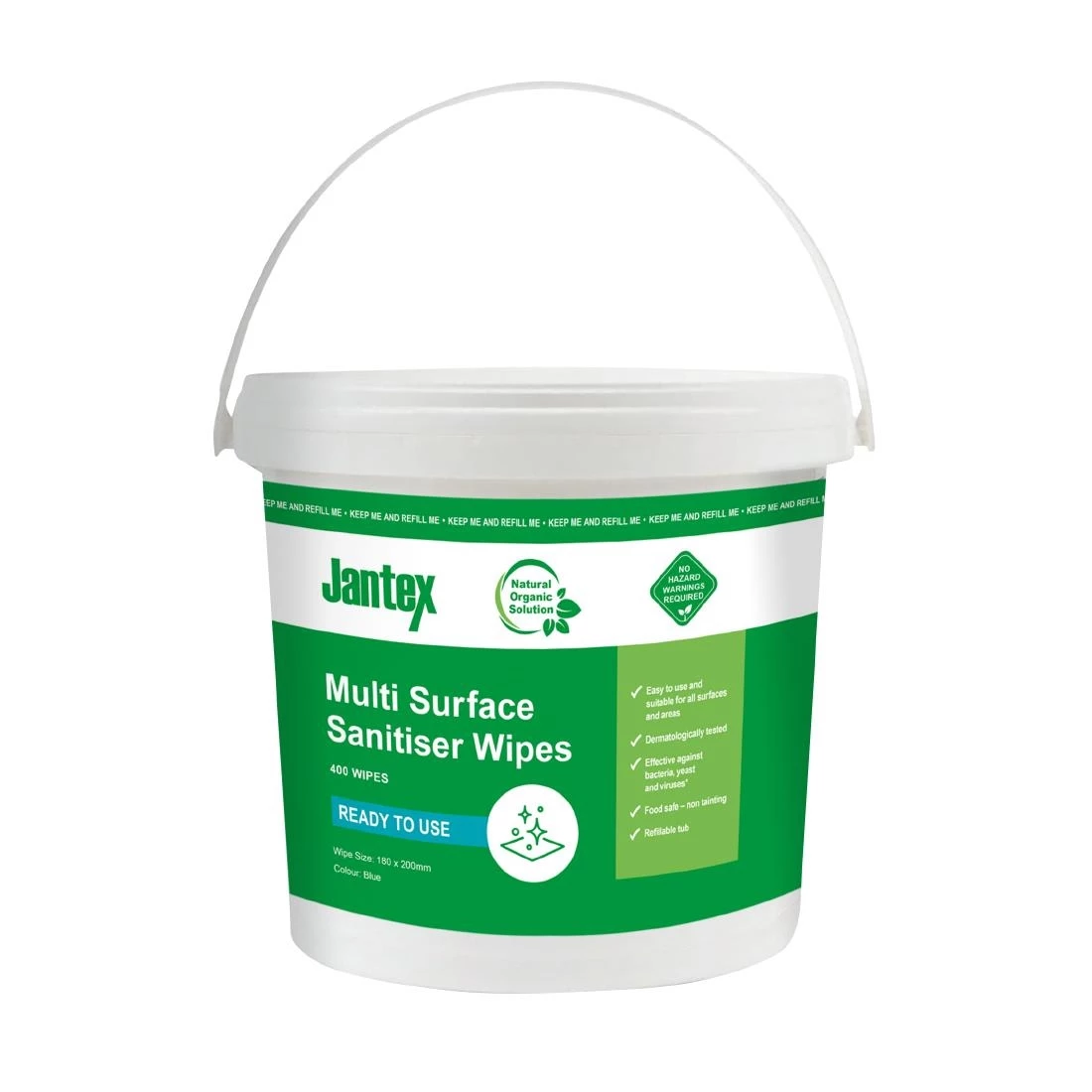Coupon 🎉 Jantex Green RTU Surface Sanitiser Wipes Starter Tub 200mm (Pack Of 400) 🔔 1 Coupon 🎉 Jantex Green RTU Surface Sanitiser Wipes Starter Tub 200mm (Pack Of 400) 🔔