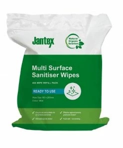 Best Sale 😉 Jantex Green RTU Surface Sanitiser Wipes Refill Pack 200mm (Pack Of 400) 👍