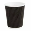 Promo 🛒 Fiesta Recyclable Coffee Cups Ripple Wall Black 225ml / 8oz 🔥