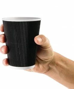 Cheapest ⭐ Fiesta Recyclable Coffee Cups Ripple Wall Black 340ml / 12oz 🔔 -Cleaning & Janitorial Supplies Shop cm541 blackcup3