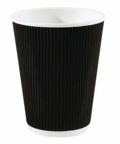 Cheapest ⭐ Fiesta Recyclable Coffee Cups Ripple Wall Black 340ml / 12oz 🔔