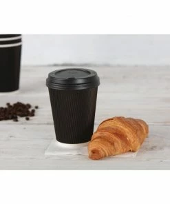 Cheapest ⭐ Fiesta Recyclable Coffee Cups Ripple Wall Black 340ml / 12oz 🔔 -Cleaning & Janitorial Supplies Shop cm541 cm544 cw717 cw718