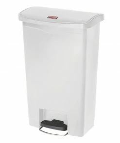 New ⭐ Rubbermaid Slim Jim Step On Bin Front Pedal 50Ltr White 😀