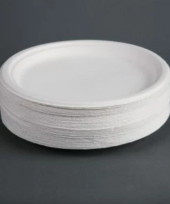 Outlet 🤩 Fiesta Compostable Bagasse Plates Round 260mm (Pack Of 50) 🤩 -Cleaning & Janitorial Supplies Shop cw904 fiestanew04grey