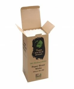 Cheapest 🔥 Fiesta Compostable Paper Straws White (Pack Of 250) ❤️ -Cleaning & Janitorial Supplies Shop de925 boxopen
