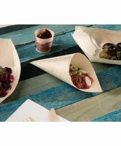 Flash Sale 🎉 Fiesta Compostable Wooden Canape Cones 75mm (Pack Of 100) 👏 -Cleaning & Janitorial Supplies Shop dk389 ls1