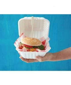 Flash Sale 😀 Fiesta Compostable Bagasse Burger Boxes With Side Ridges 152mm (Pack Of 500) 🛒 -Cleaning & Janitorial Supplies Shop dw246 3