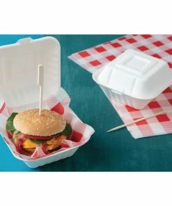 Flash Sale 😀 Fiesta Compostable Bagasse Burger Boxes With Side Ridges 152mm (Pack Of 500) 🛒 -Cleaning & Janitorial Supplies Shop dw246 4