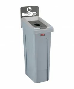 Cheapest 😉 Rubbermaid Slim Jim Bottles And Cans Recycling Station Dark Grey 87Ltr 🎁
