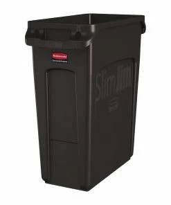 Outlet 😉 Rubbermaid Slim Jim Container With Venting Channels Brown 60Ltr 😀