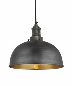Deals 👏 Industville Brooklyn Dome Pendant Light Pewter And Brass 200mm 🛒