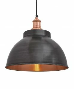 Hot Sale 🥰 Industville Brooklyn Dome Pendant Light Pewter And Copper 330mm ✨