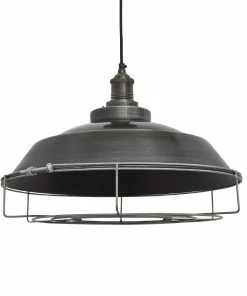 Coupon 😀 Industville Brooklyn Step Cage Pendant Pewter 410mm ⌛