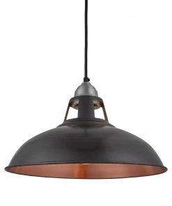 Discount 🥰 Industville Old Factory Slotted Pendant Pewter And Copper 380mm ⌛