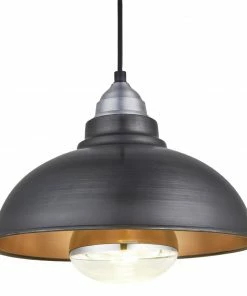 Outlet 😉 Industville Old Factory Heat Pendant Pewter And Brass 305mm 👍
