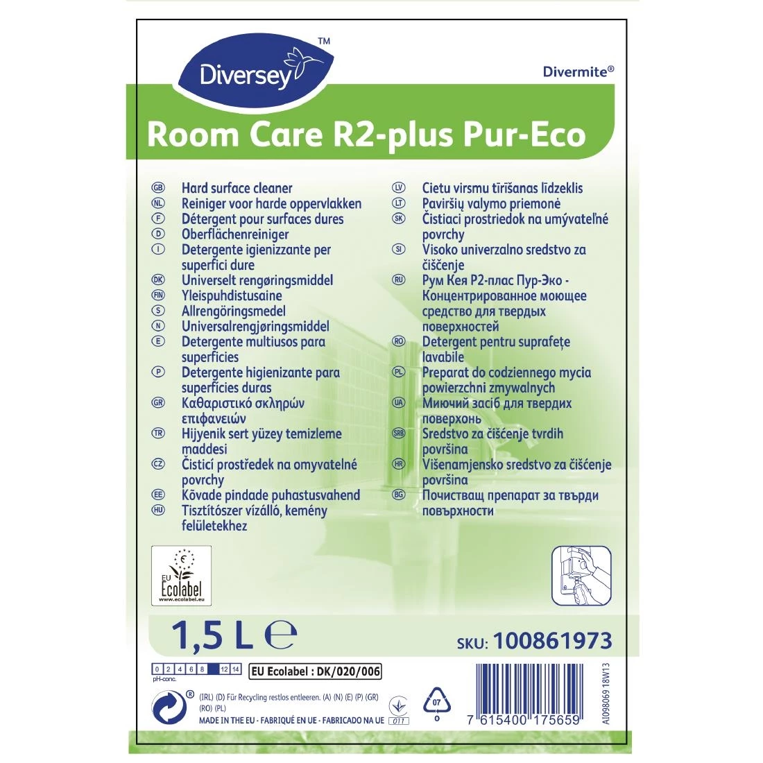 Cheapest ⭐ Diversey Room Care R2-plus Pur-Eco Hard Surface Cleaner And Disinfectant Concentrate 1.5Ltr 🔥 2 Cheapest ⭐ Diversey Room Care R2-plus Pur-Eco Hard Surface Cleaner And Disinfectant Concentrate 1.5Ltr 🔥 - Image 2