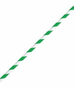 Wholesale 🎉 Fiesta Compostable Bendy Paper Straws Green Stripes (Pack Of 250) ❤️