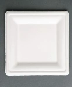 New 🎉 Fiesta Compostable Bagasse Square Plates (Pack Of 50) 🤩