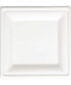 New 🎉 Fiesta Compostable Bagasse Square Plates (Pack Of 50) 🤩 -Cleaning & Janitorial Supplies Shop fc518 squareplateabovewhite
