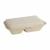 Promo ⌛ Fiesta Compostable Bagasse Two-Compartment Hinged Food Containers Natural Colour 253mm (Pack Of 200) ✔️