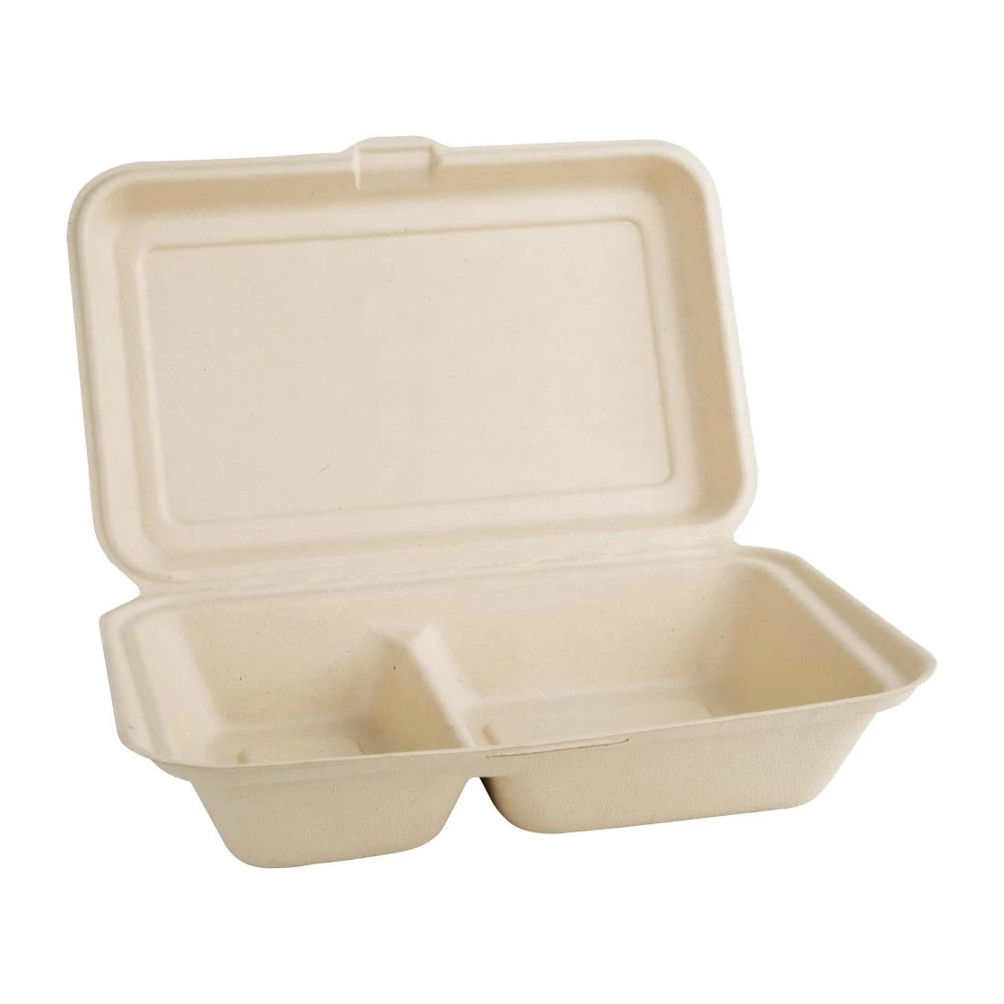 Promo ⌛ Fiesta Compostable Bagasse Two-Compartment Hinged Food Containers Natural Colour 253mm (Pack Of 200) ✔️ 2 Promo ⌛ Fiesta Compostable Bagasse Two-Compartment Hinged Food Containers Natural Colour 253mm (Pack Of 200) ✔️ - Image 2