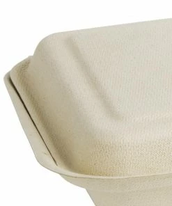 Promo ⌛ Fiesta Compostable Bagasse Two-Compartment Hinged Food Containers Natural Colour 253mm (Pack Of 200) ✔️ 8 Promo ⌛ Fiesta Compostable Bagasse Two-Compartment Hinged Food Containers Natural Colour 253mm (Pack Of 200) ✔️ -Cleaning & Janitorial Supplies Shop fc541 hingedcontainer4