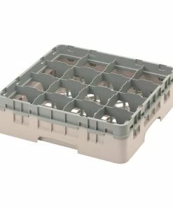 Outlet ✔️ Cambro Camrack Beige 16 Compartments Max Glass Height 114mm ✔️