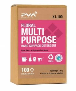 Outlet ⭐ PVA Hygiene Floral Multi-Purpose Hard Surface Detergent Soluble Sachets (100 Sachets) 🎉