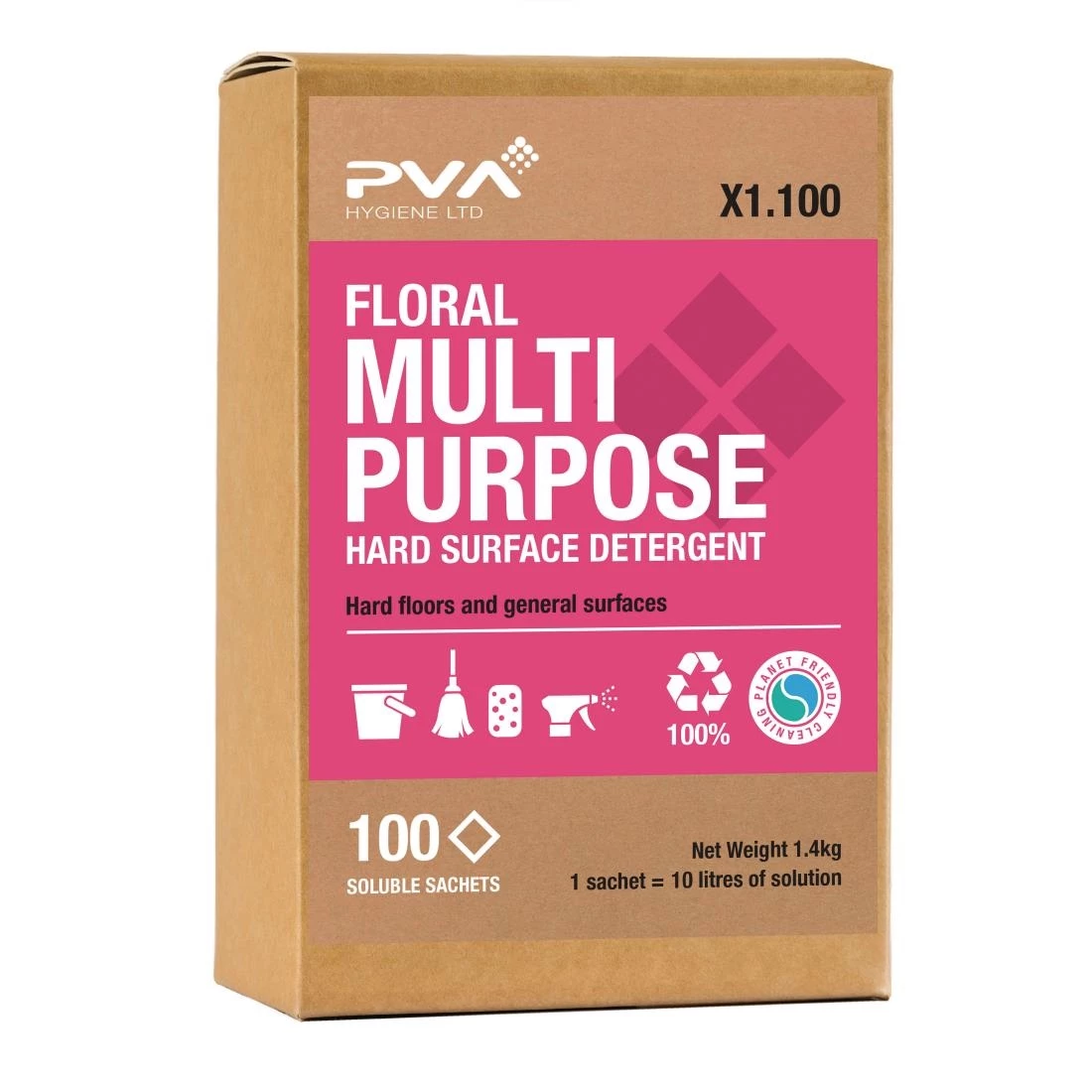 Outlet ⭐ PVA Hygiene Floral Multi-Purpose Hard Surface Detergent Soluble Sachets (100 Sachets) 🎉 1 Outlet ⭐ PVA Hygiene Floral Multi-Purpose Hard Surface Detergent Soluble Sachets (100 Sachets) 🎉