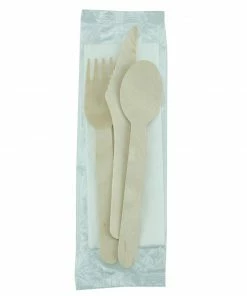 Flash Sale ⌛ EGreen Individually Biofilm Wrapped 4-in-1 Wooden Cutlery Set (Pack Of 250) 🤩