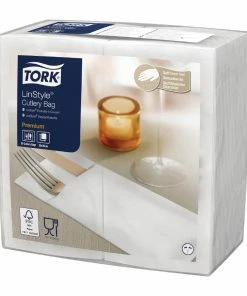 Coupon 🧨 Tork Premium LinStyle Cutlery Napkins White (Pack Of 12 X 50) 🎉
