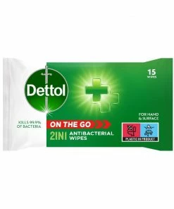 Budget ❤️ Dettol 2-in-1 Antibacterial Skin And Surface Wipes (Pack Of 15) ❤️