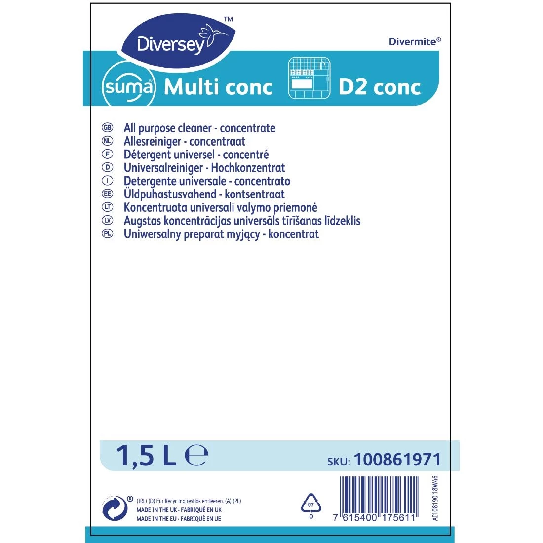 Flash Sale 🔥 Diversey Suma Multi D2 All-Purpose Cleaner Super Concentrate 1.5Ltr 😀 2 Flash Sale 🔥 Diversey Suma Multi D2 All-Purpose Cleaner Super Concentrate 1.5Ltr 😀 - Image 2