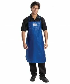 Cheap โค๏ธ Burnguard Nylon QuicKlean Bib Apron Blue โญ