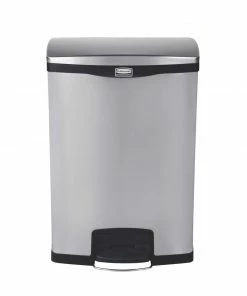 Budget 🎁 Rubbermaid Slim Jim Front Step On Pedal Bin Stainless Steel 90Ltr 🎉