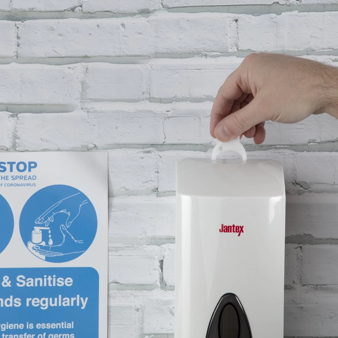 Discount โญ Jantex Manual Liquid Soap And Hand Sanitiser Dispenser 900ml White ๐ 5 Discount โญ Jantex Manual Liquid Soap And Hand Sanitiser Dispenser 900ml White ๐ - Image 5
